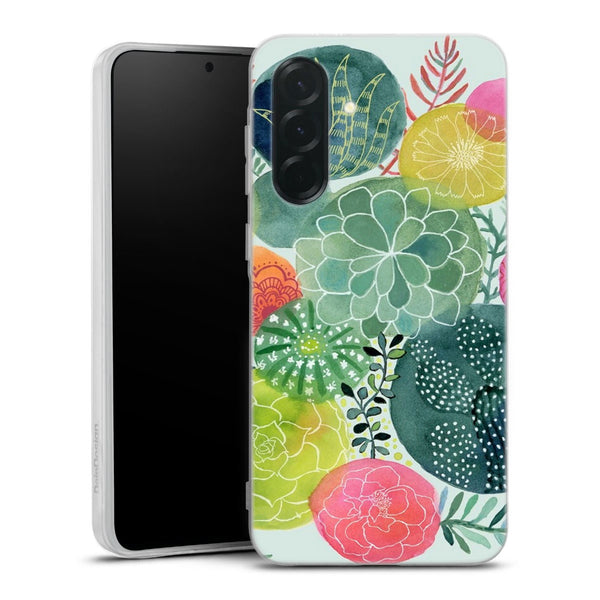 Coque Samsung Galaxy A27 5G Cercles Succulents | Housse silicone, antichocs, protection optimale - Motif floral