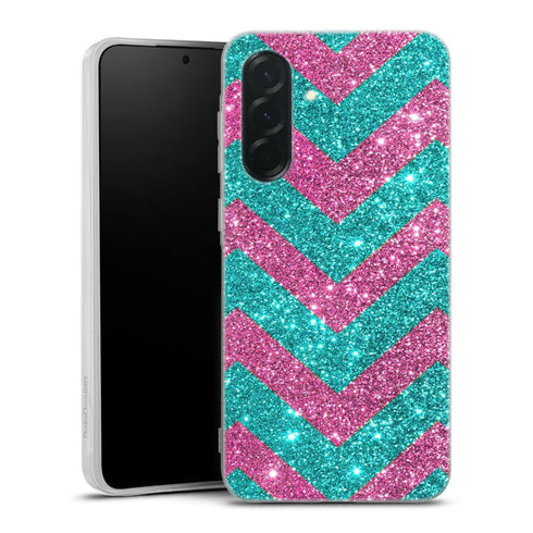Coque pour Samsung A36 5G Chevrons Strass Violet Rose