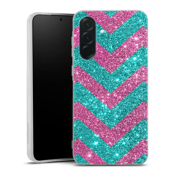 Coque pour Samsung A36 5G Chevrons Strass Violet Rose