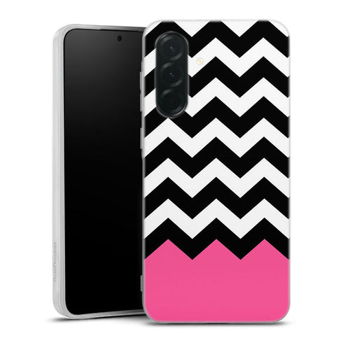 Coque pour Samsung A36 5G Chevrons Colorés Rose et Noir