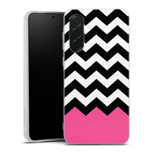 Coque pour Samsung A36 5G Chevrons Colorés Rose et Noir
