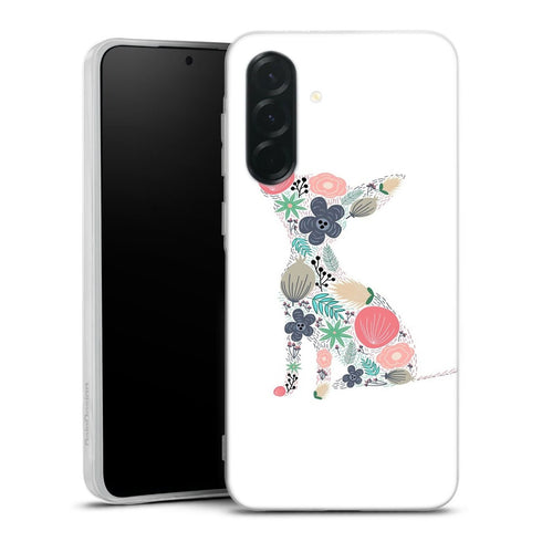 Coque Samsung Galaxy A37 5G Chihuahua floral | Housse silicone, antichocs, protection optimale - Motif floral Chiot