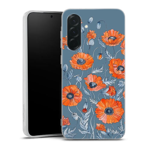 Coque Samsung Galaxy A27 5G Coquelicots floral botanical art | Housse silicone, antichocs, protection optimale - Motif floral Rouge