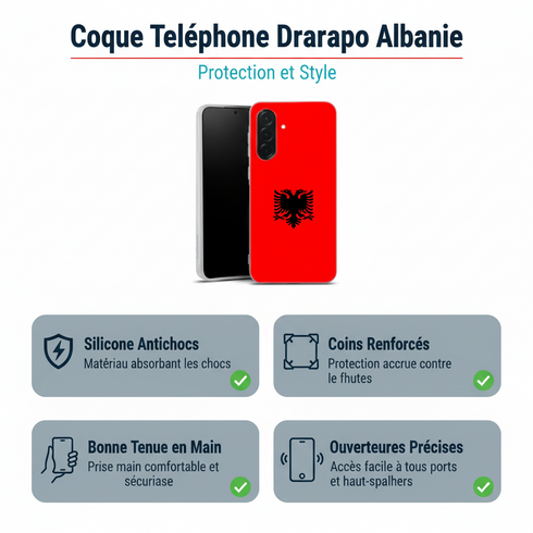 Drapeau Albanais imprimé sur une coque renforcée en silicone pour samsung A36 5G drapeau albanie