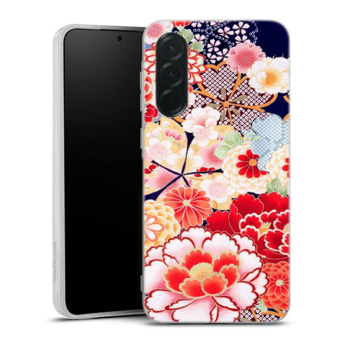 Coque Samsung Galaxy A57 5G fleurs japonais antiques | Housse silicone, antichocs, protection optimale - Motif floral