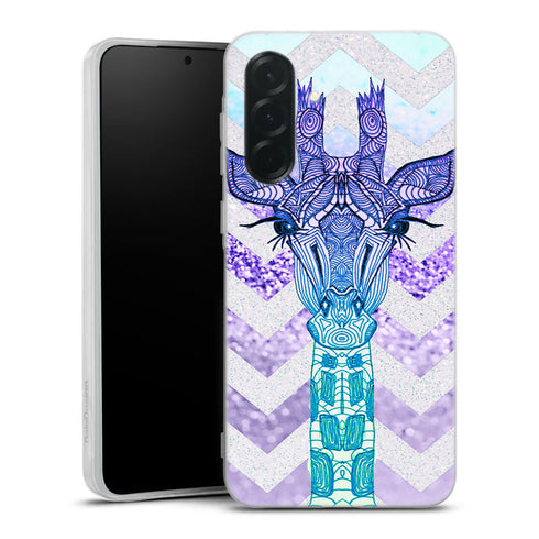 Coque Samsung Galaxy A37 5G Glitter Girafe Bleu