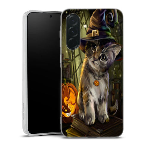 Coque Samsung Galaxy A36 5G Halloween Cat | Housse Antichoc Silicone Souple, Ultra Fine, Protection intégrale, Motif Animaux Mois d'octobre