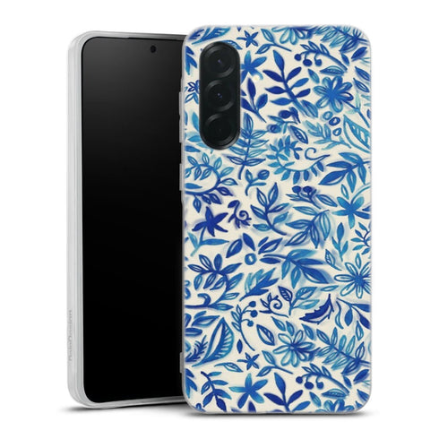 Coque Samsung Galaxy A36 5G Jardin flottant motif aquarelle en bleu | Housse silicone, antichocs, protection optimale - Motif floral