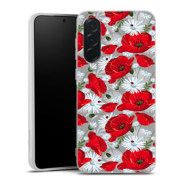 Coque Samsung Galaxy A36 5G Motif de fleur rouge | Housse silicone, antichocs, protection optimale - Motif floral