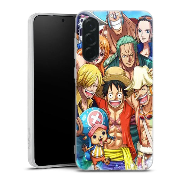 coque samsung A36 5G One Piece First Crew, collection manga équipage de Shanks imprimé sur une protection smartphone souple en silicone