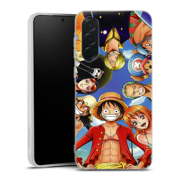 coque samsung A36 5G One Piece Pirate Team, équipage luffy Manga, impresion HD sur une protection contre les chocs et rayures, pour les ados