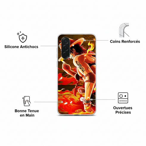 coque renforcée samsung A36 5G One piece ace, protection style manga unique et originale