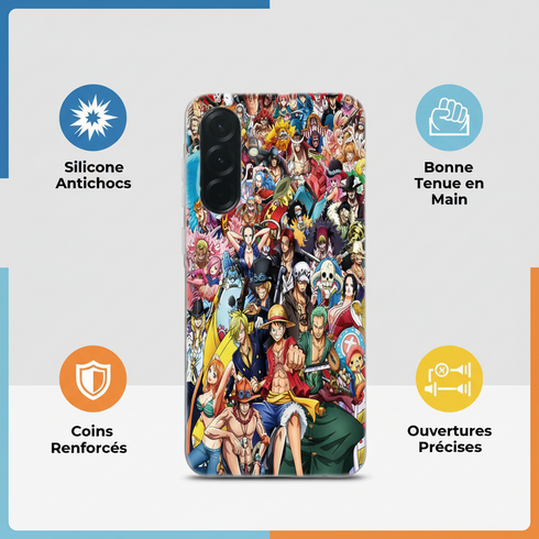 coque anti-chocs renforcée pour samsung A36 5G One Piece Affiche 2, style Manga, impression HD