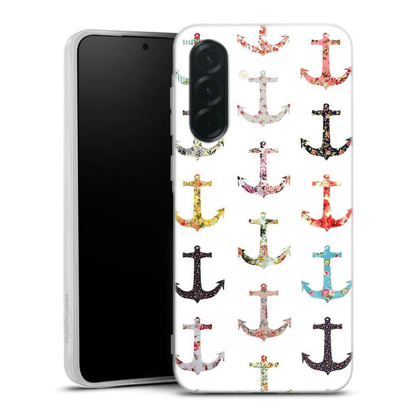 Coque Samsung Galaxy A36 5G Pattern Ancre floral avec rose | Housse silicone, antichocs, protection optimale - Motif floral