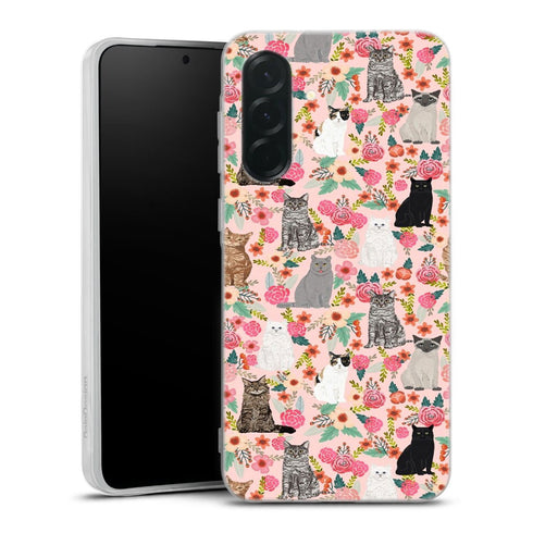 Coque Samsung Galaxy A37 5G Racesde chats mixtes florales