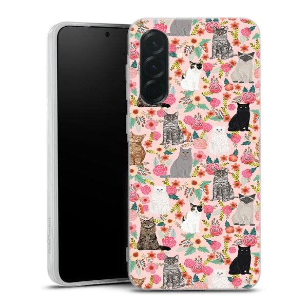 Coque Samsung Galaxy A36 5G Racesde chats mixtes florales