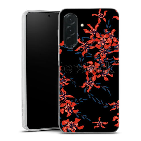 Coque Samsung Galaxy A37 5G Rouge en Noir | Housse silicone, antichocs, protection optimale - Motif floral