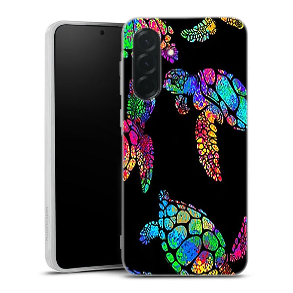 Coque Samsung Galaxy A36 5G Tortue de mer avec des fleurs | Housse silicone, antichocs, protection optimale - Motif floral