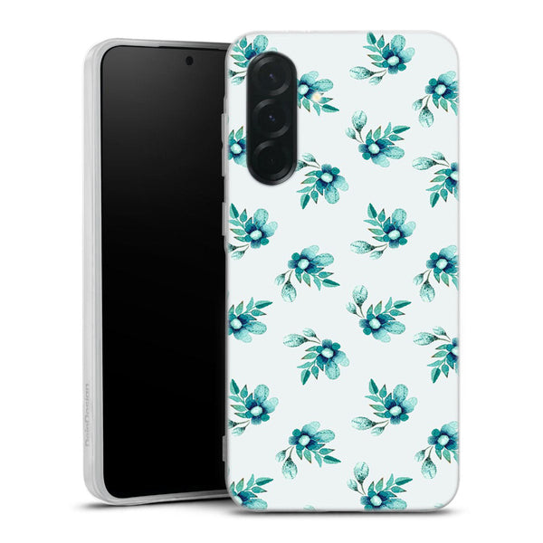 Coque Samsung Galaxy A36 5G Blue Flowers | Housse silicone, antichocs, protection optimale - Motif floral bleu