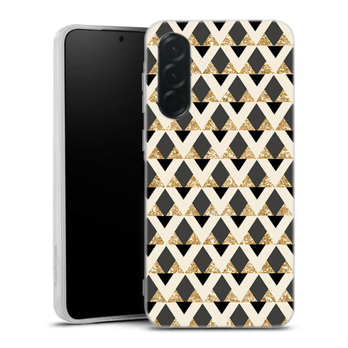 Coque pour Samsung A36 5G Glitter triangles in gold black and nude
