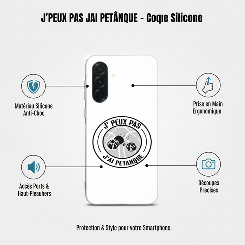 Coque de silicone Samsung Galaxy A36 5G Je peux pas j'ai Petanque, motif sport