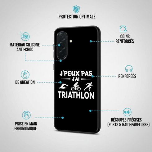 Coque smartphone Samsung Galaxy A36 5G Je peux pas j'ai Triathlon, collection sport pour homme et femme