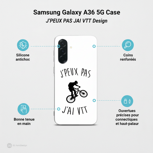 Coque renforcée Samsung Galaxy A36 5G Je peux pas j'ai VTT Mountain Bike, pour les anniversaires homme, femme, collection sport exterieur