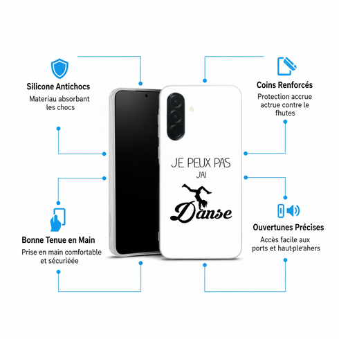 Coque Tpu renforcée Samsung Galaxy A36 5G Je peux pas j'ai Danse, motif sport pour les femmes