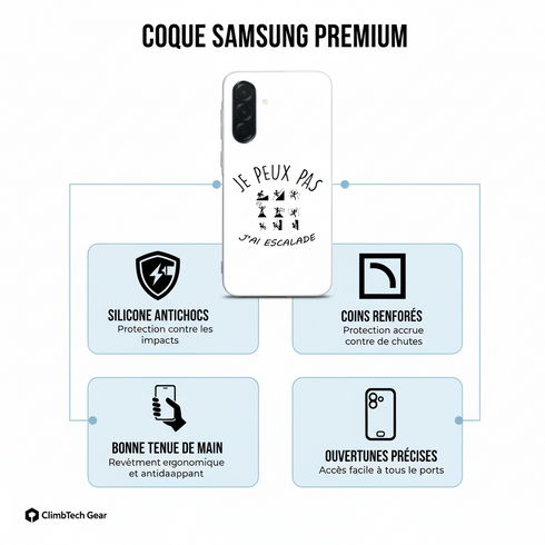 Coque renforcée en silicone pour Samsung Galaxy A36 5G Je peux pas j'ai Escalade