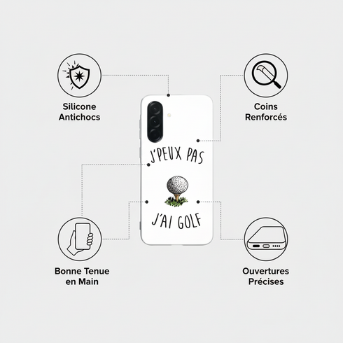 Idée cadeau pour Homme, la Coque Samsung Galaxy A36 5G Je peux pas j'ai Golf de la collection sport exterieur, en silicone renforcé