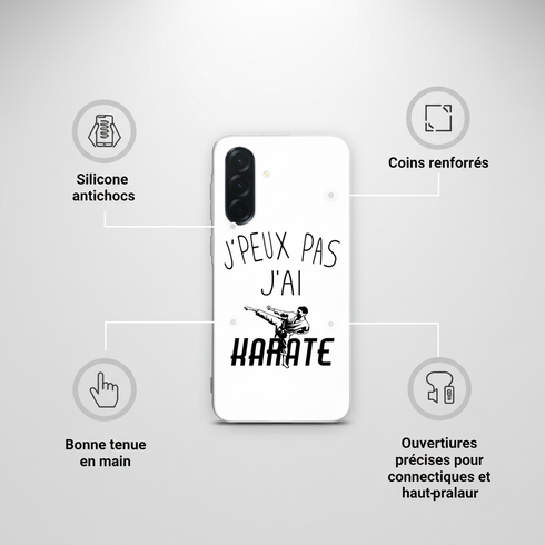 Coque renforcée silicone Samsung Galaxy A36 5G Je peux pas j'ai Karaté, collection sport de combat