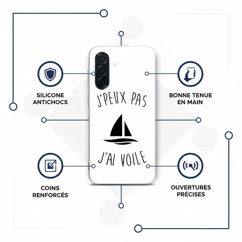 coque renforcée pour Samsung a36 je peux pas j'ai voile, collection sport marin