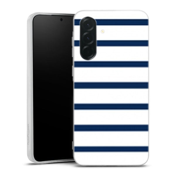 Coque pour Samsung A36 5G Bandes Mariniere Noires Blanches