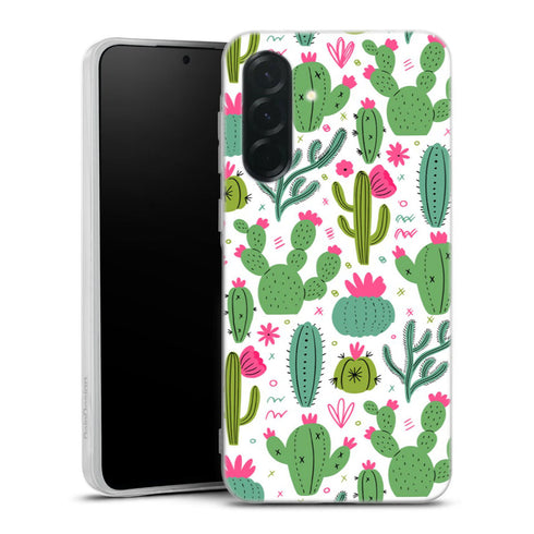 Coque Samsung Galaxy A36 5G Minimalist pattern With Cactus Plants | Housse silicone, antichocs, protection optimale - Motif floral