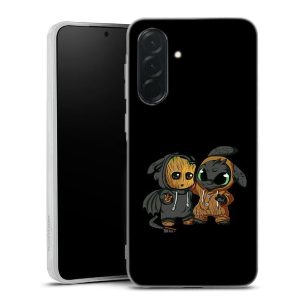 coque samsung A36 5G Stitch x dragon krokmou, collection Animé Walt Dinsey pour les filles