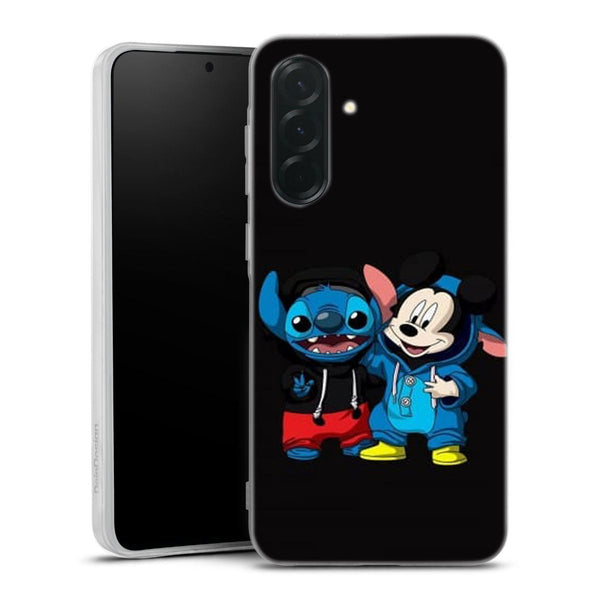 coque samsung A36 5G Stitch x the mouse, protection souple en silicone avecc personnages Disney Mickey