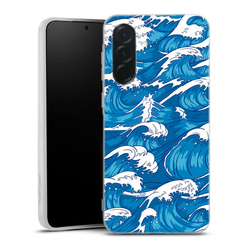 Coque Samsung Galaxy A27 5G Storm Waves Seamless Pattern Ocean | Housse silicone, antichocs, protection optimale - Motif floral
