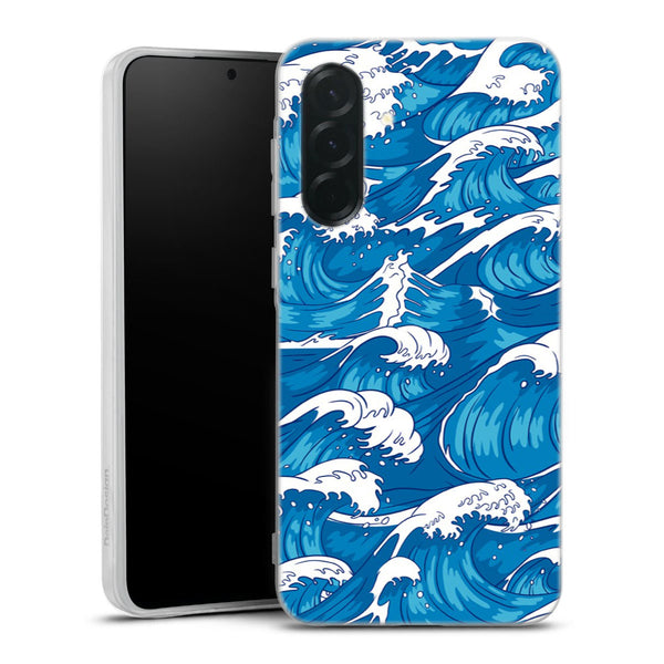 Coque Samsung Galaxy A27 5G Storm Waves Seamless Pattern Ocean | Housse silicone, antichocs, protection optimale - Motif floral