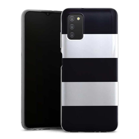 Coque Samsung A03S Bandes Mariniere Noires Blanches