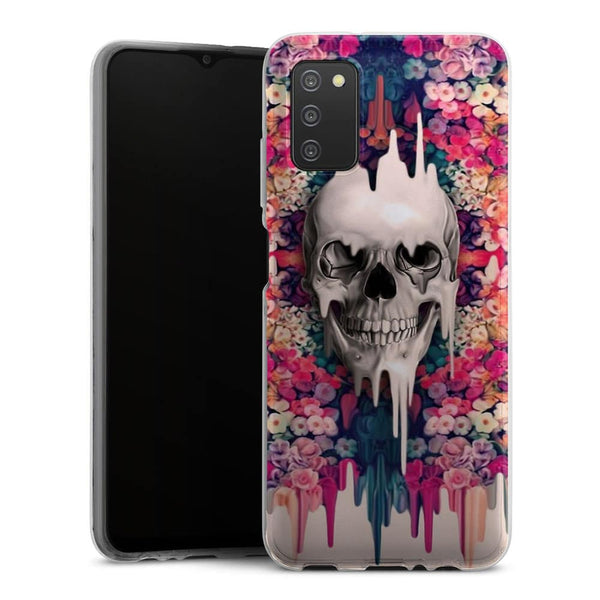 Coque Samsung A03S Crâne et Fleurs
