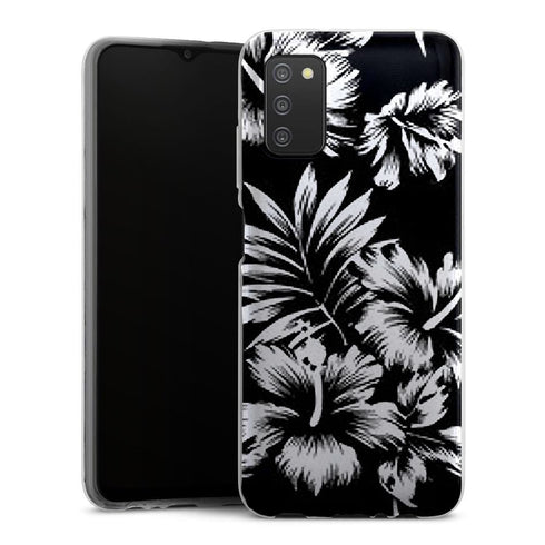 Coque pour Samsung Galaxy A03S Fleurs Sauvages Noires