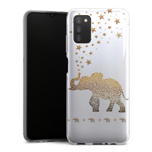 Coque Samsung Galaxy A03S Gatsby Gold Glitter Elephant