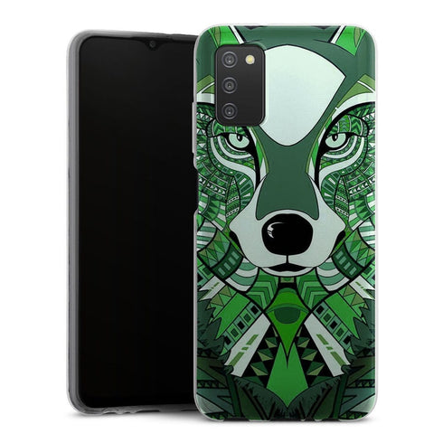 Coque Samsung Galaxy A03S Loup Vert Azteque