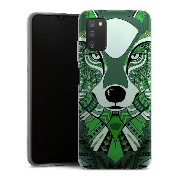 Coque Samsung Galaxy A03S Loup Vert Azteque