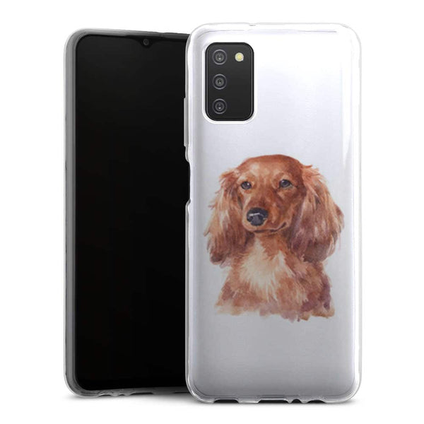 Coque Samsung Galaxy A03S Mon Teckel en Portrait