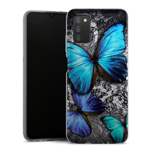 Coque Samsung Galaxy A03S Papillon Turquoise