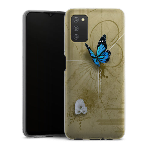 Coque Samsung Galaxy A03S Papillon Bleu