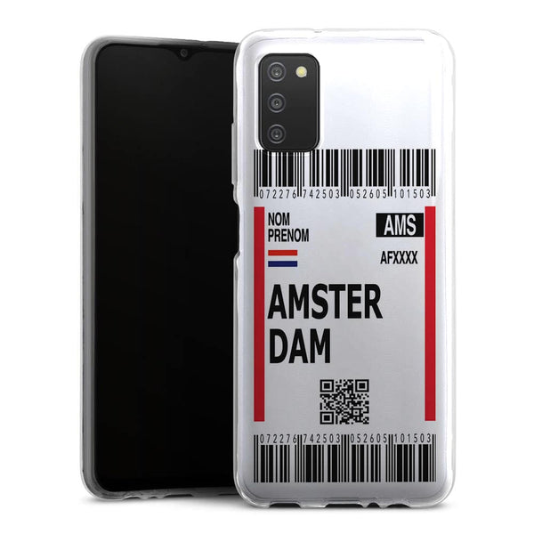 Coque Samsung A03S originale Billet d'avion Amsterdam