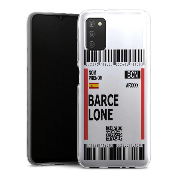 Coque Samsung A03S originale Billet d'avion Barcelone