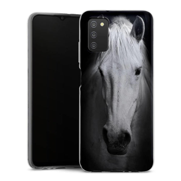 Coque Samsung Galaxy A03S Tete de Cheval Noir et Blanc